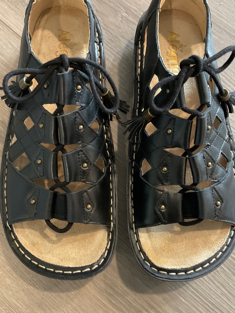 ALEGRIA Valerie Gladiator Leather Sandal Black Size EU 39 U.S. 9 NEW - Picture 6 of 9